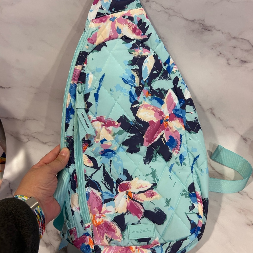 Vera Bradley Aqua Floral Sling Backpack